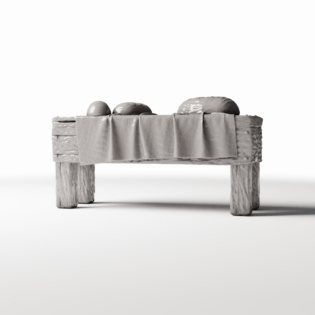 Productfoto diorama en modelbouw 0: Dioramakeuken: rustieke miniatuurtafel met brood (Ref. 1506D)