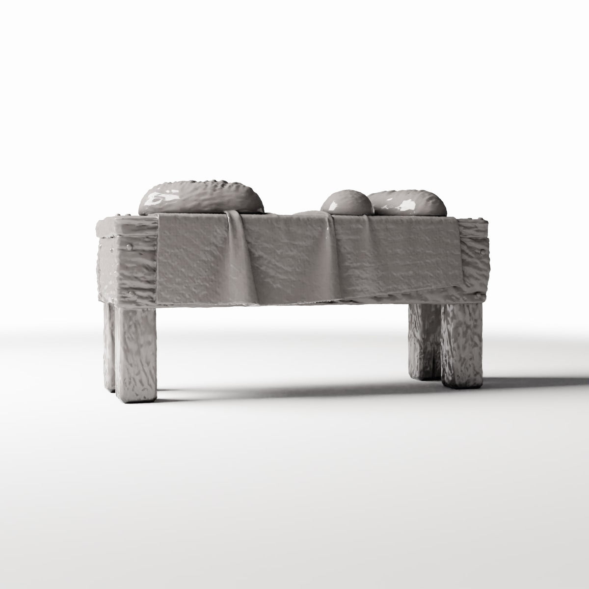 Productfoto diorama en modelbouw 3: Dioramakeuken: rustieke miniatuurtafel met brood (Ref. 1506D)