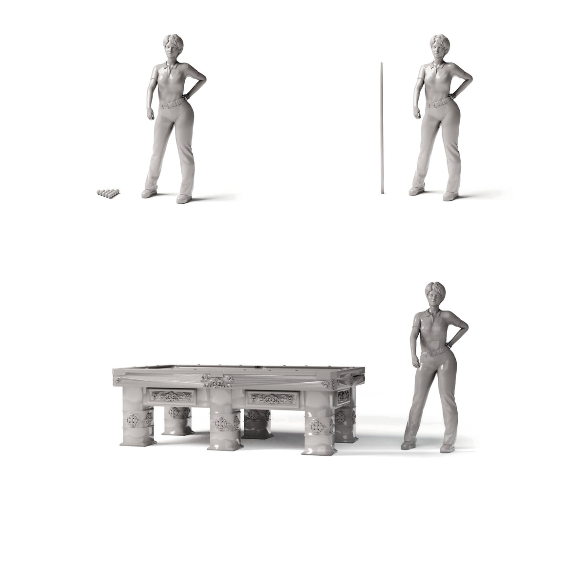 Diorama modelbouw productfoto 1: Dioramameubilair: fraaie biljarttafel met accessoires (Ref. 1509D)