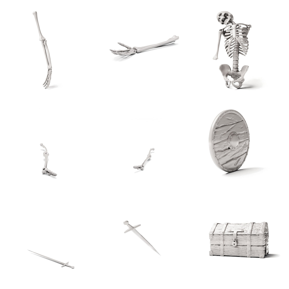 Productfoto diorama en modelbouw 0: Militair diorama: gevallen skeletkrijger als accessoire voor militaire diorama’s (Ref. 1512D)