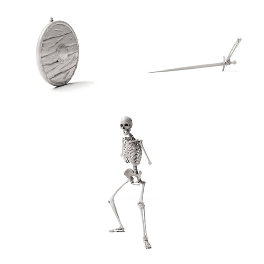 Productfoto diorama en modelbouw 0: Militair diorama: skeletkrijger met schild en zwaard (Ref. 1513D)
