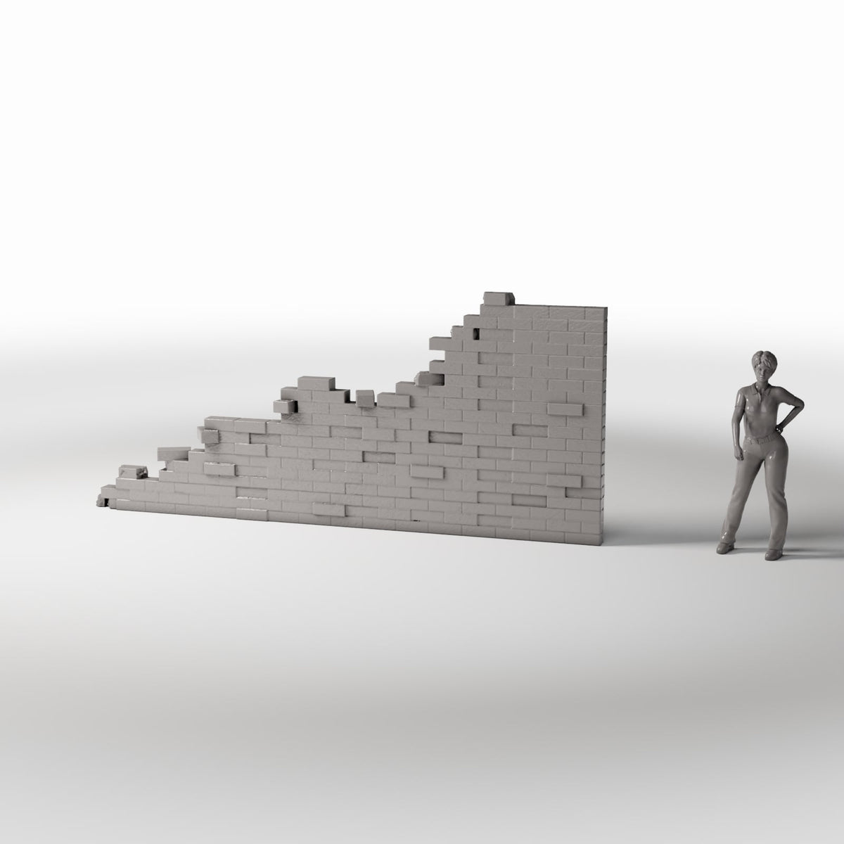 Productfoto diorama en modelbouw 1: Dioramagebouw: beschadigde bakstenen muur als bouwdetail (Ref. 1627D)