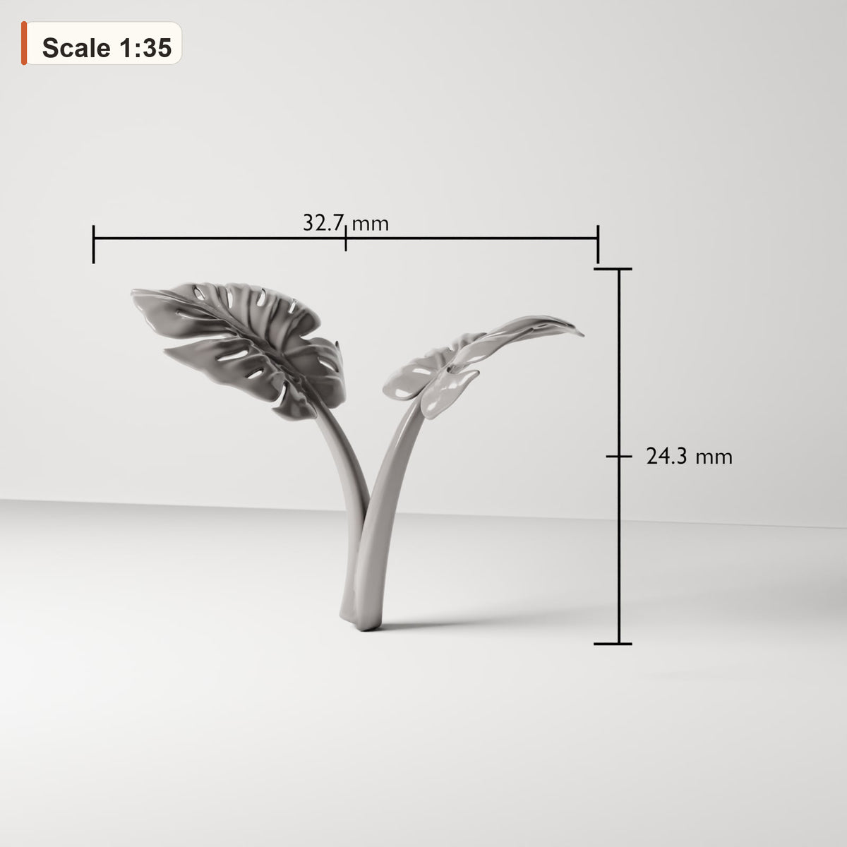 MyPortal 181 1: Diorama Pflanzen: Monstera mit zwei Blättern (Ref. 181D)