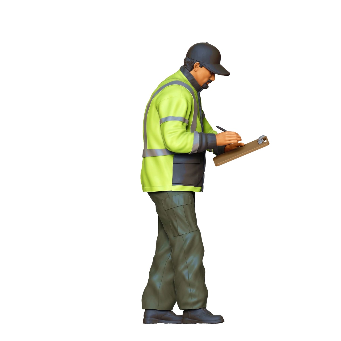 Productfoto diorama en modelbouw miniatuur figuur: verkeersagent met boete en clipboard