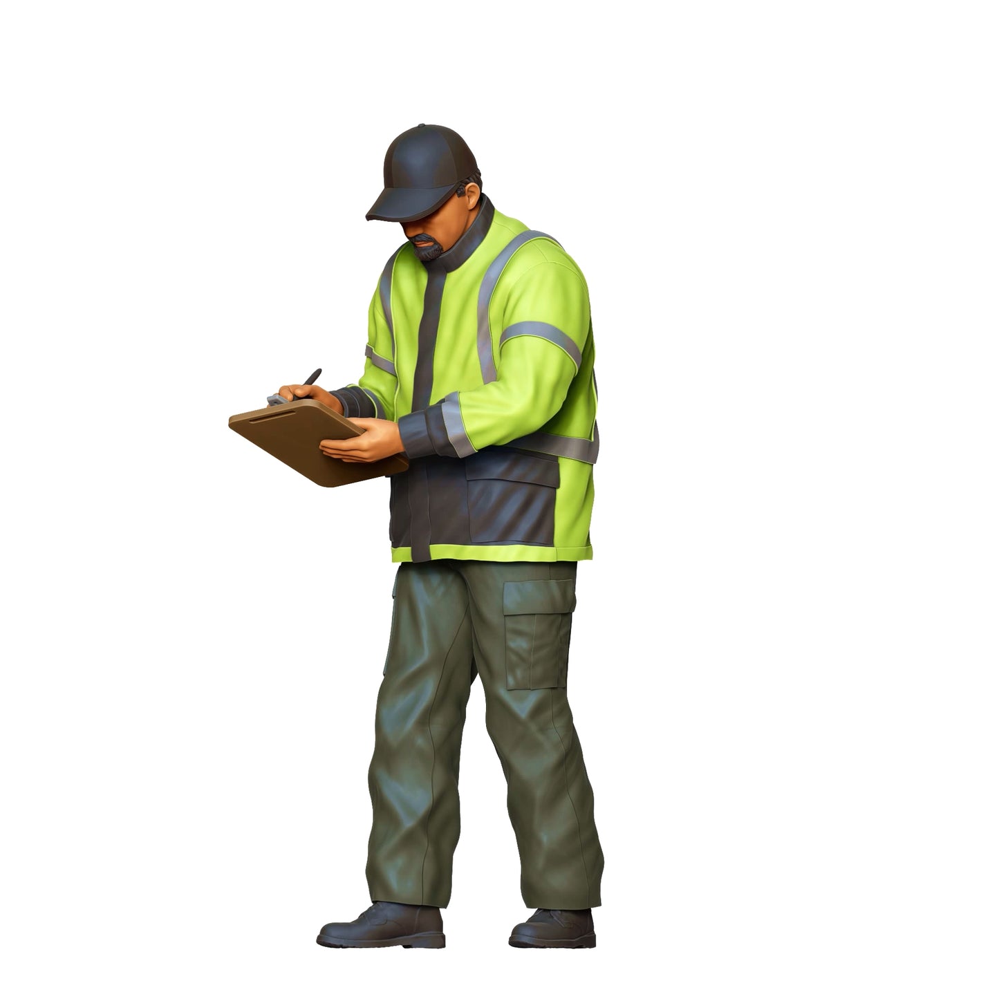 Productfoto diorama en modelbouw miniatuur figuur: verkeersagent met boete en clipboard