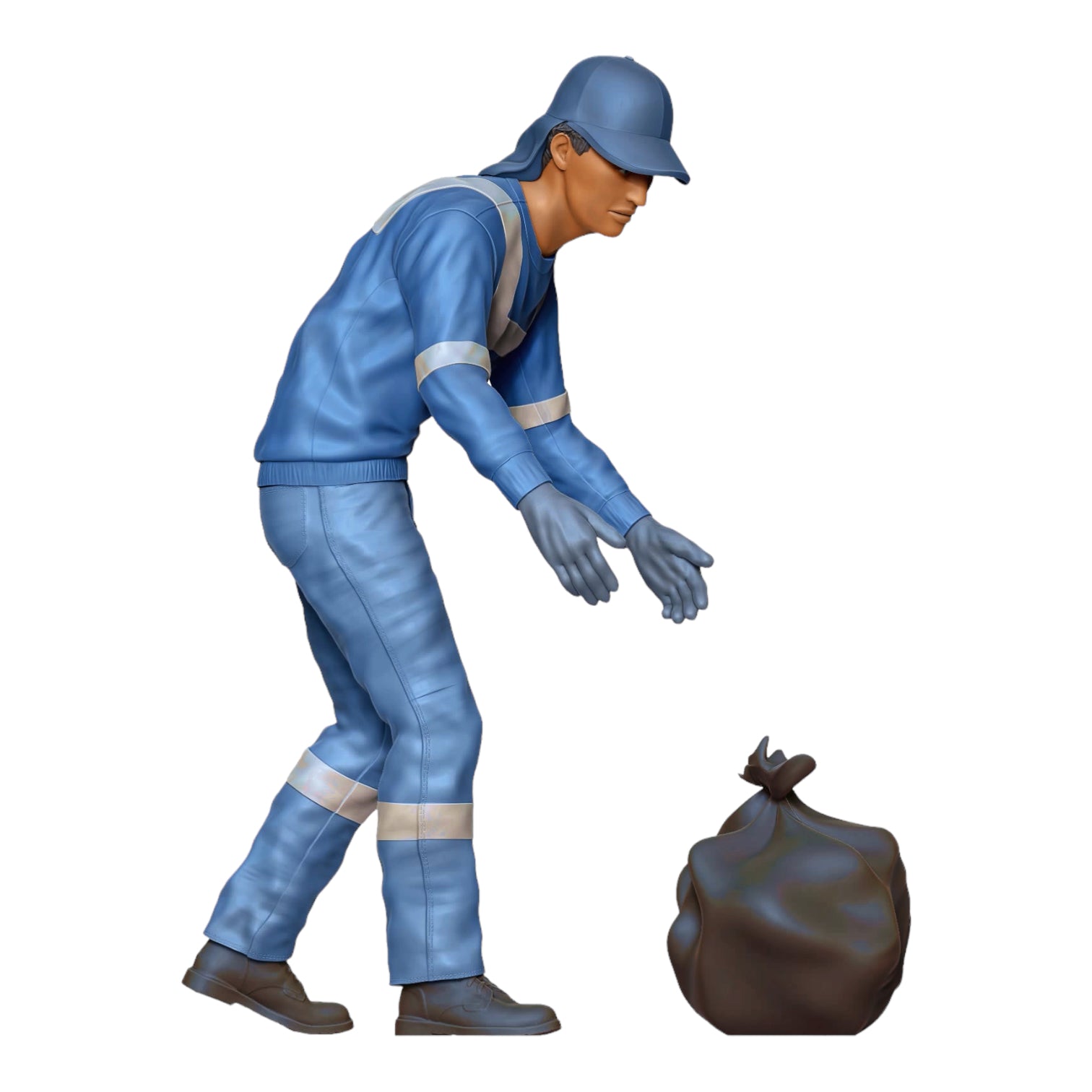 Produktfoto Diorama und Modellbau Miniatur Figur: Müllabfuhr Team - Müllmann mit Müllsack 2