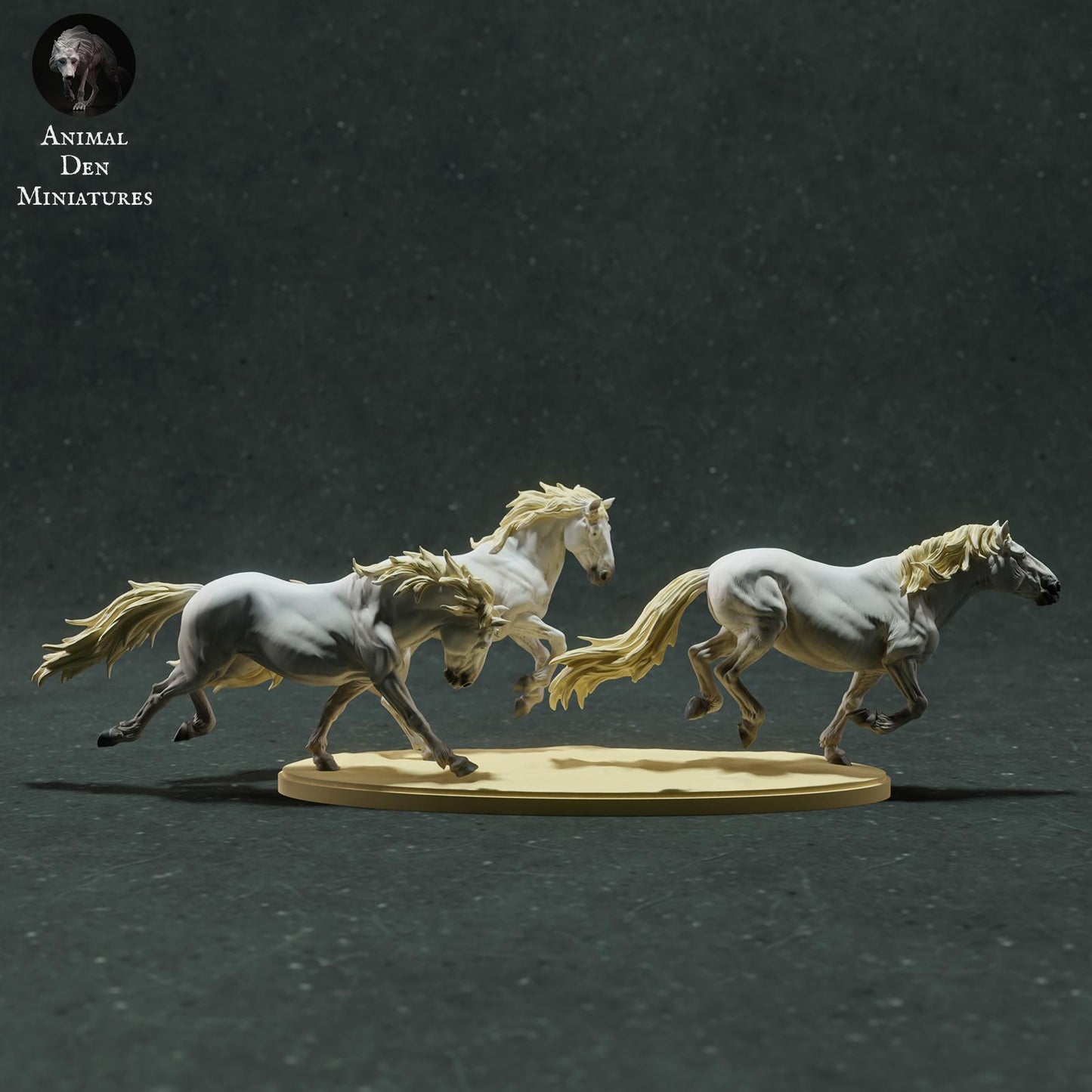 Productfoto Dierfiguur Diorama, Modelbouw: 0: Wilde Dierfiguur: rennende Camargue-paarden (Ref 01_01_73)