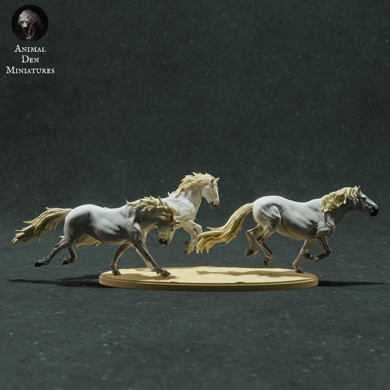 Productfoto Dierfiguur Diorama, Modelbouw: 0: Wilde Dierfiguur: rennende Camargue-paarden (Ref 01_01_73)