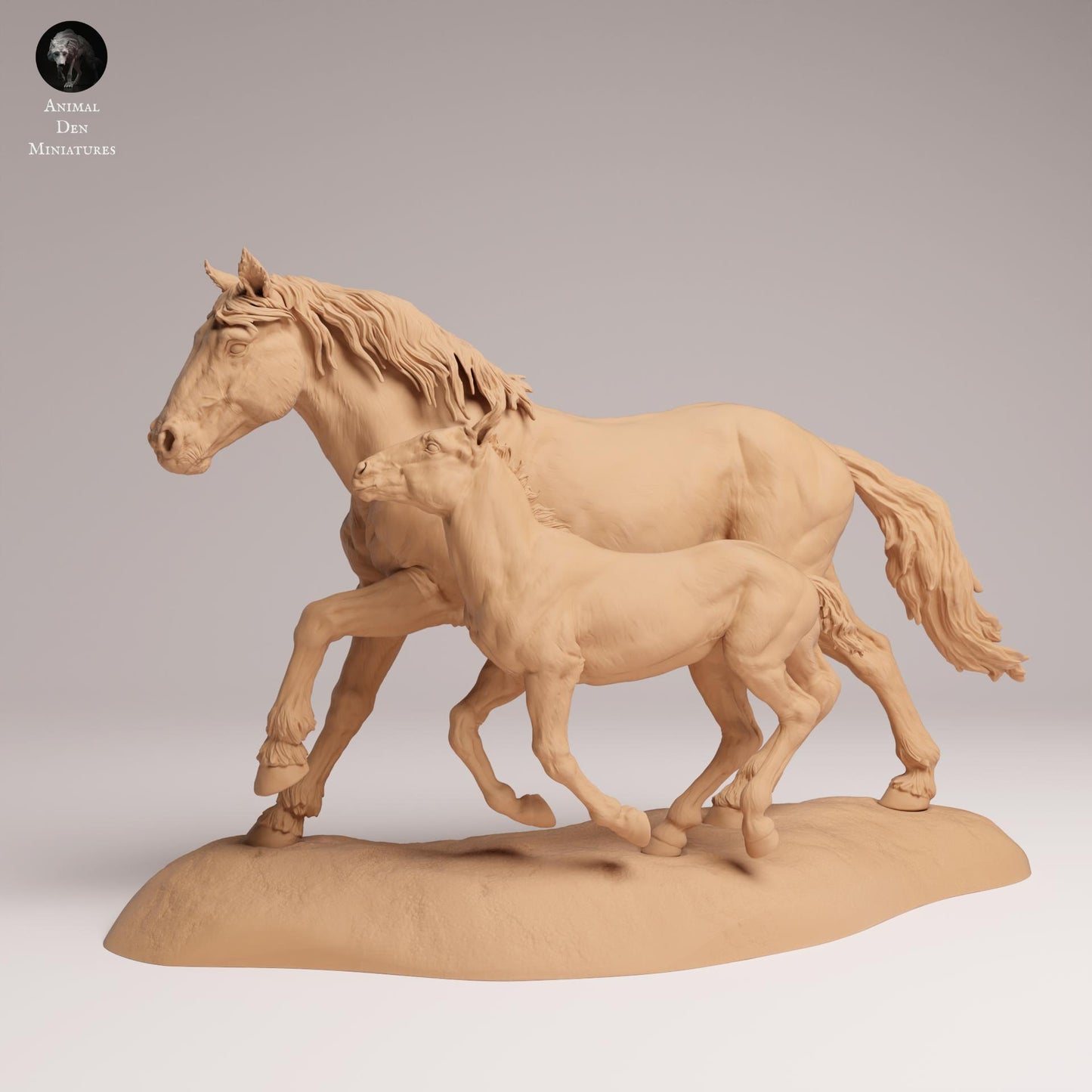 Productfoto Dierfiguur Diorama, Modelbouw: 0: Wilde Dierfiguren: galopperende Mustang Merrie en Veulen – Paarden (Ref 25_09_05)