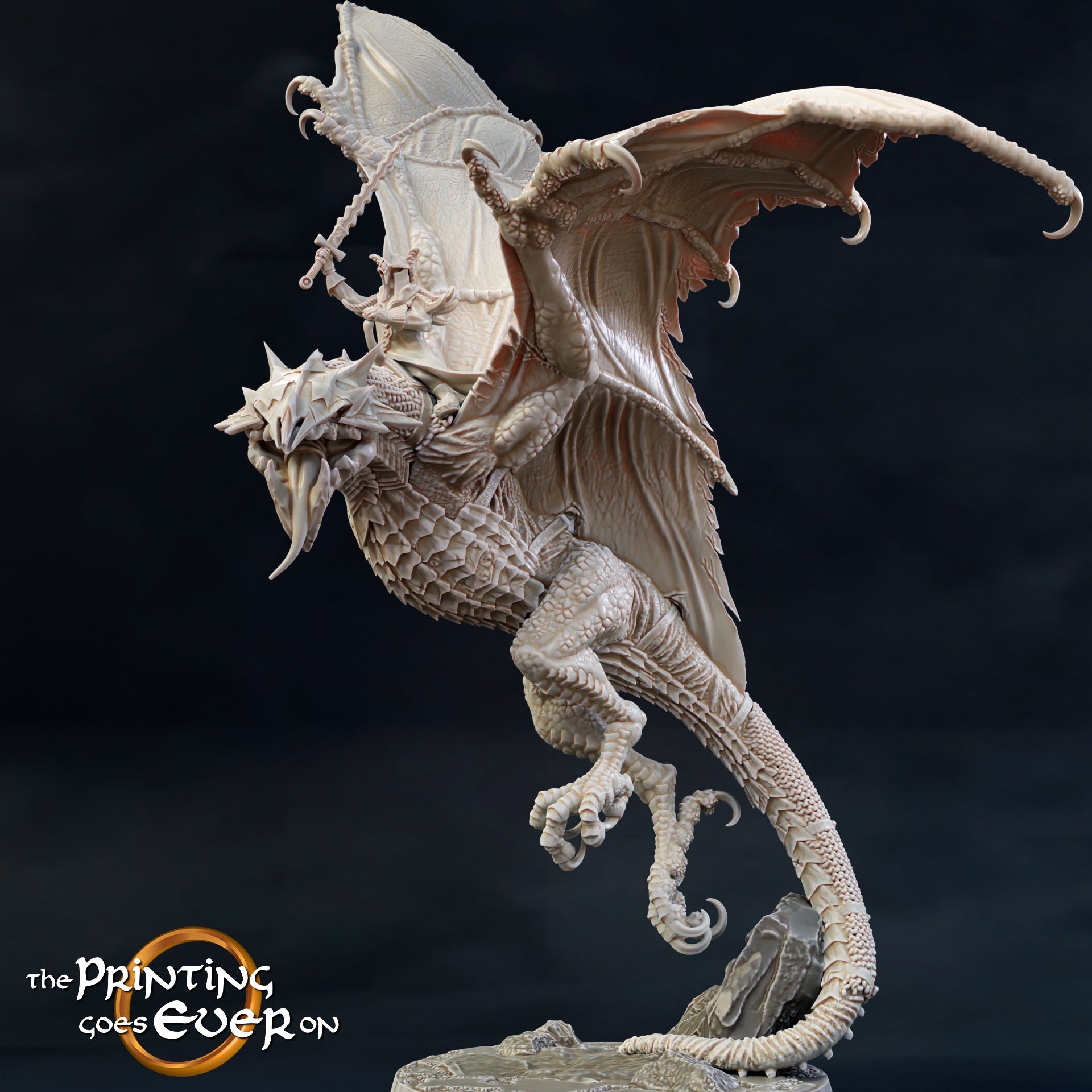 Productfoto Tabletop 28mm The Printing Goes Ever On (TPGEO) 0: Gevleugeld Beest: Draak met Ruiter - Reusachtig Wezen