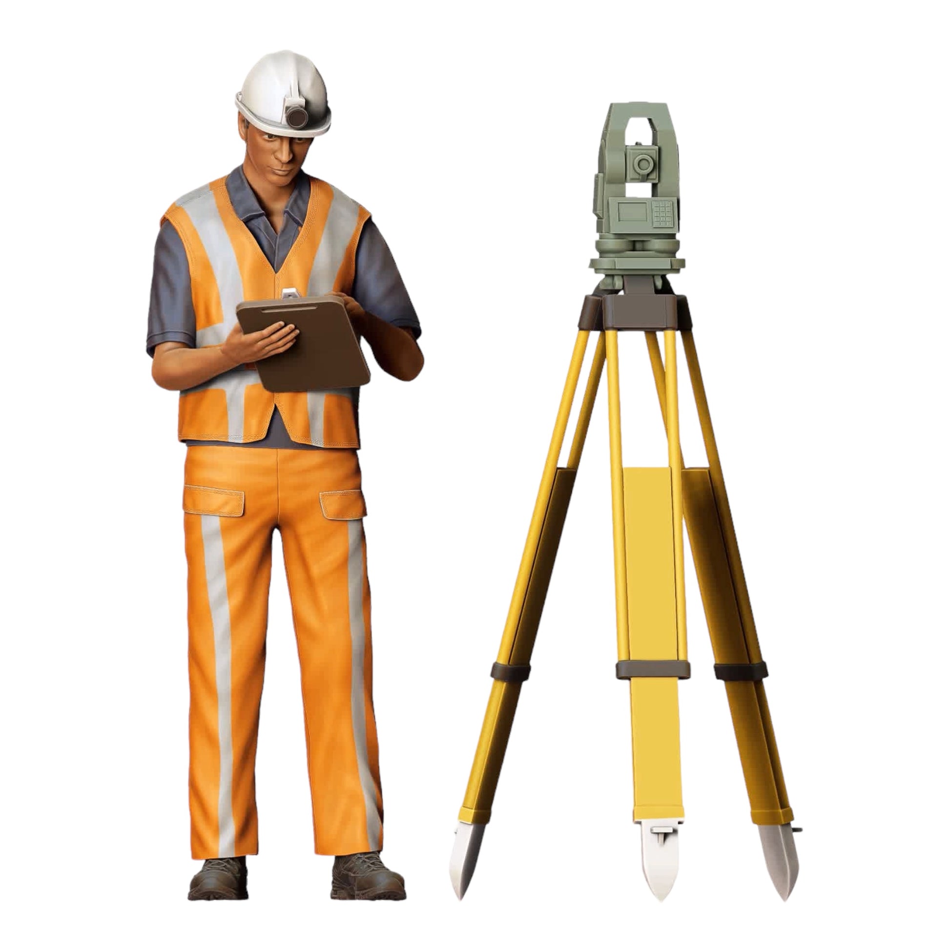 Productfoto 0: Straatwerker met statief: Landmeter op de bouwplaats