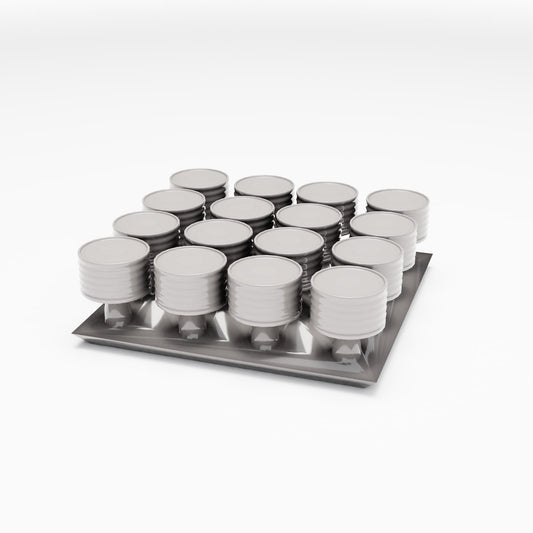 Diorama modelbouw productfoto 0: Diorama-magazijn: Platte conservenblikken op transportpallet (Ref. 263D)