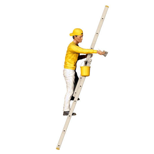 Miniatuurfiguur: Schilder/ Verfijner met kwast en emmer - Vakman op ladder (Nr. 277)