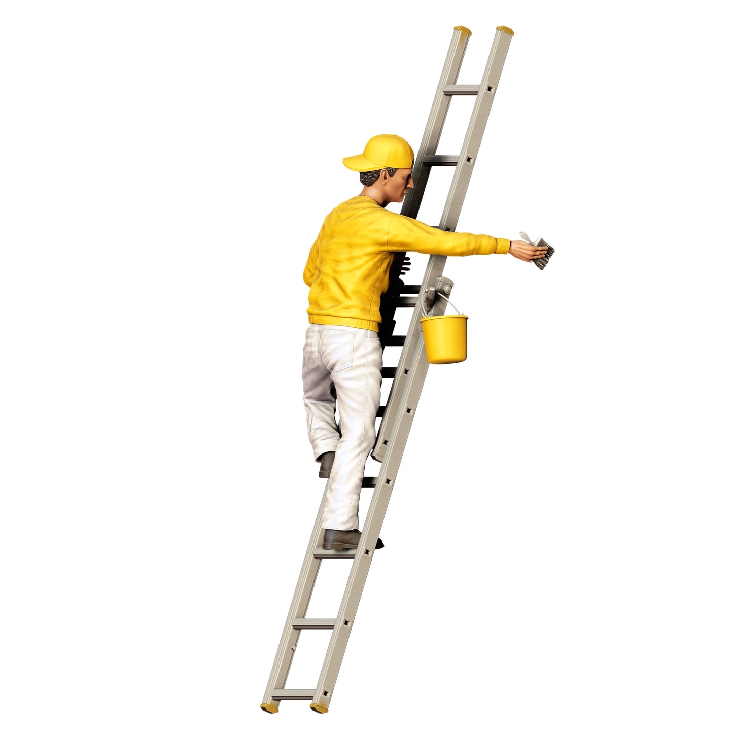 Miniatuurfiguur: Schilder/ Verfijner met kwast en emmer - Vakman op ladder (Nr. 277)