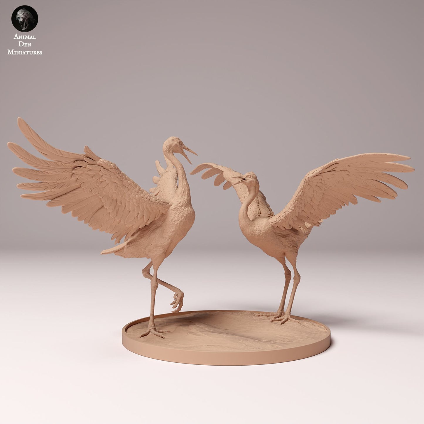 Productfoto Dierfiguur Diorama, Modelbouw: 0: Wilde Dierfiguur: dansende Mandarijnkraaien – Rode Kroonkraanvogel (Ref 24_10_01)