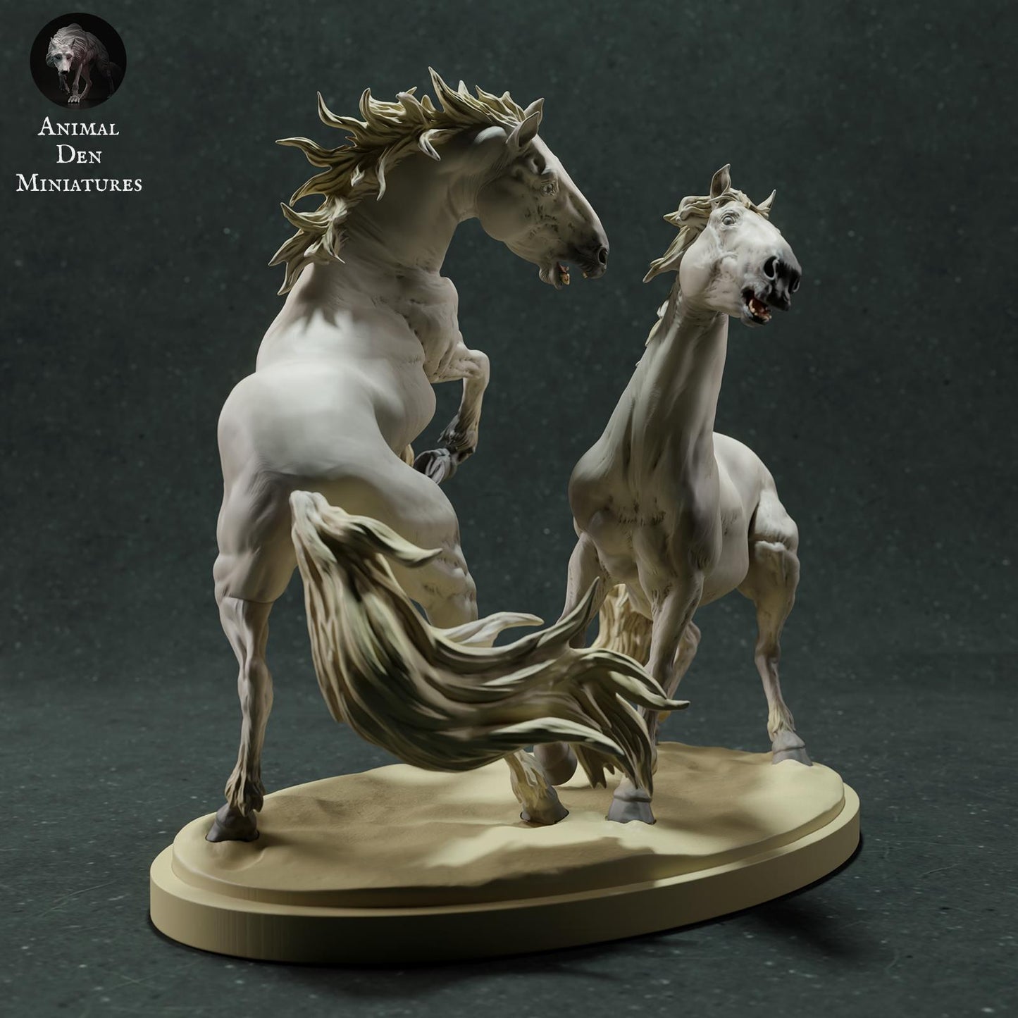 Productfoto Dierfiguur Diorama, Modelbouw: 0: Wilde Dierfiguur: vechtende Camargue Paarden – Hengsten (Ref 01_01_74)