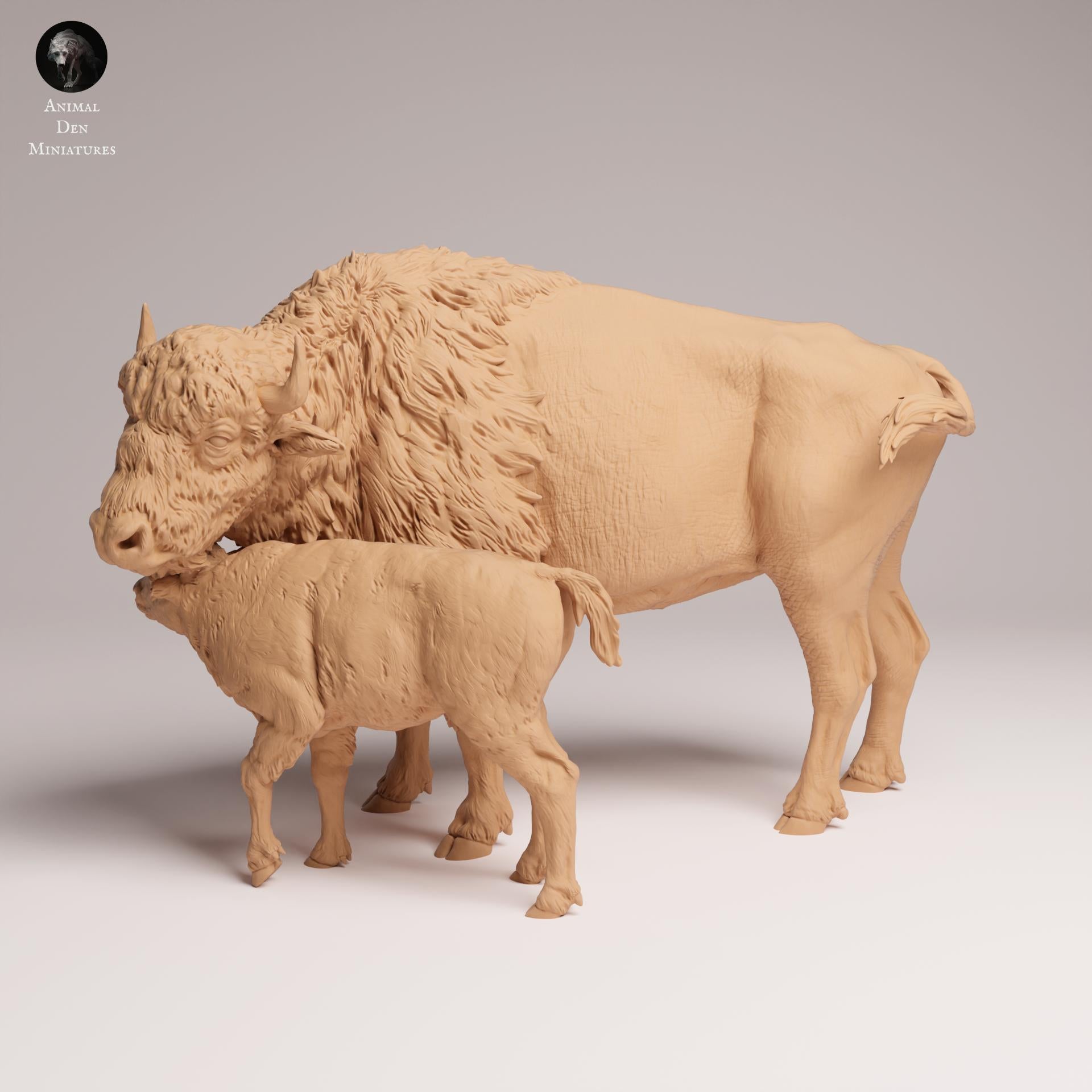 Productfoto Dierfiguur Diorama, Modelbouw: 0: Wilde Dierfiguur: Amerikaanse Bison – Koe en Kalf (Ref 25_09_10)