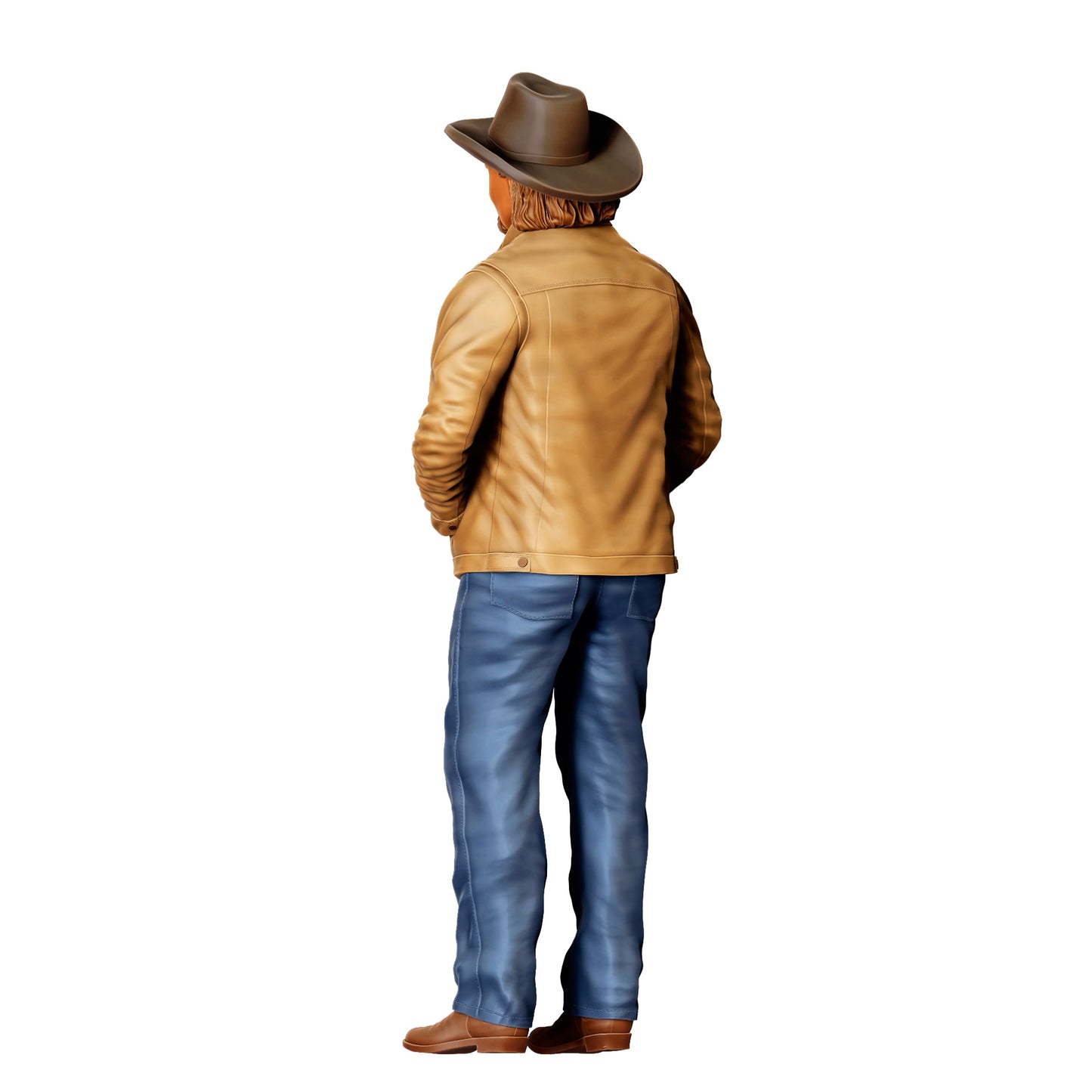 3DP Miniatures 3: Stehende Figur: Cowboy mit Hut, Jacke, Jeans & Stiefeln, Hände in den Jackentaschen (Ref. Nr. 457)