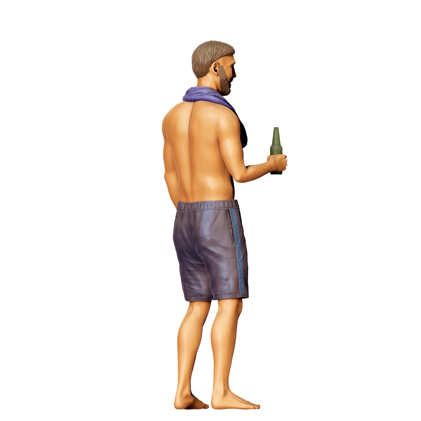 Diorama modelbouw productfoto 0: Poolfeest gasten - Man met handdoek en bierfles (Ref. Nr. 321)