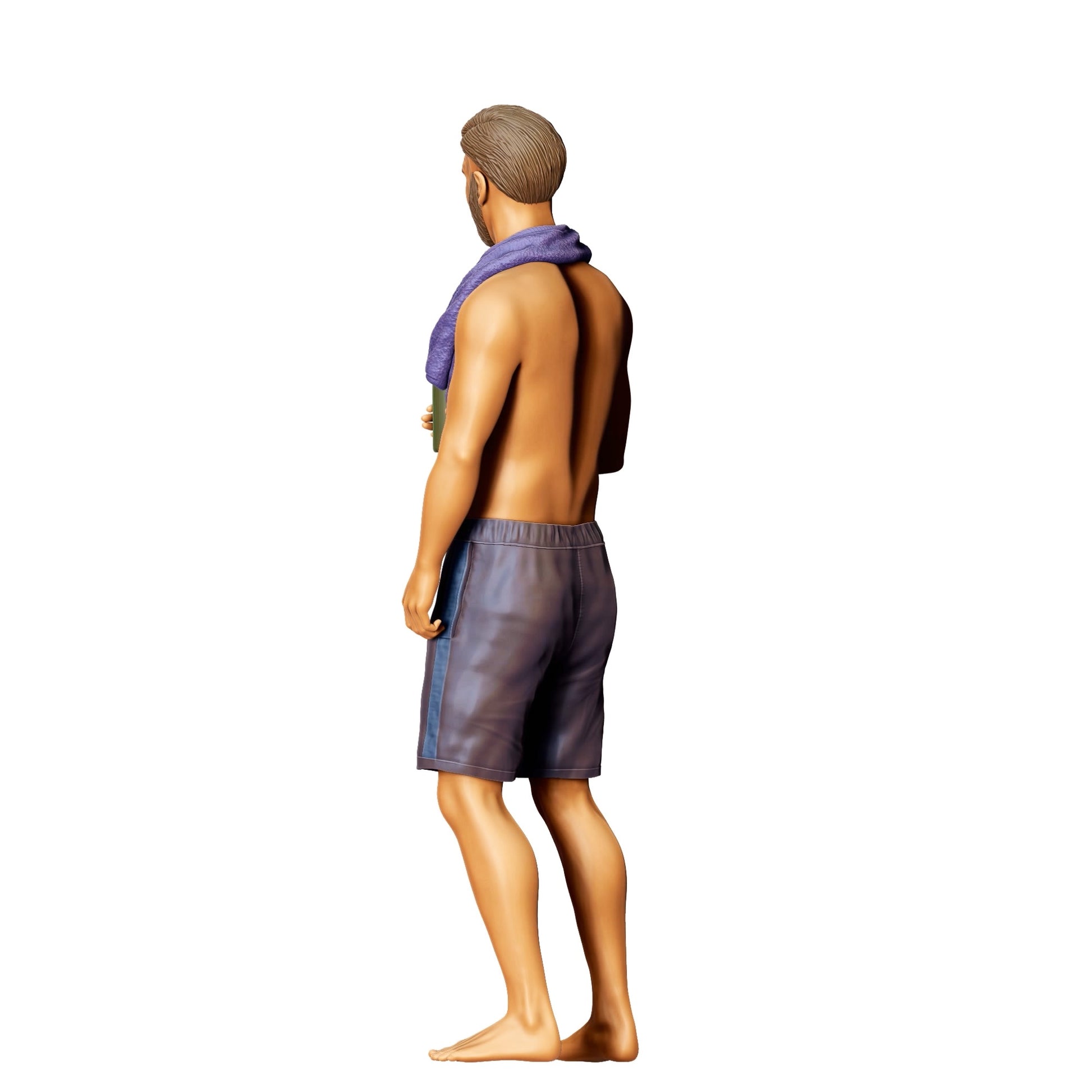 Diorama modelbouw productfoto 0: Poolfeest gasten - Man met handdoek en bierfles (Ref. Nr. 321)