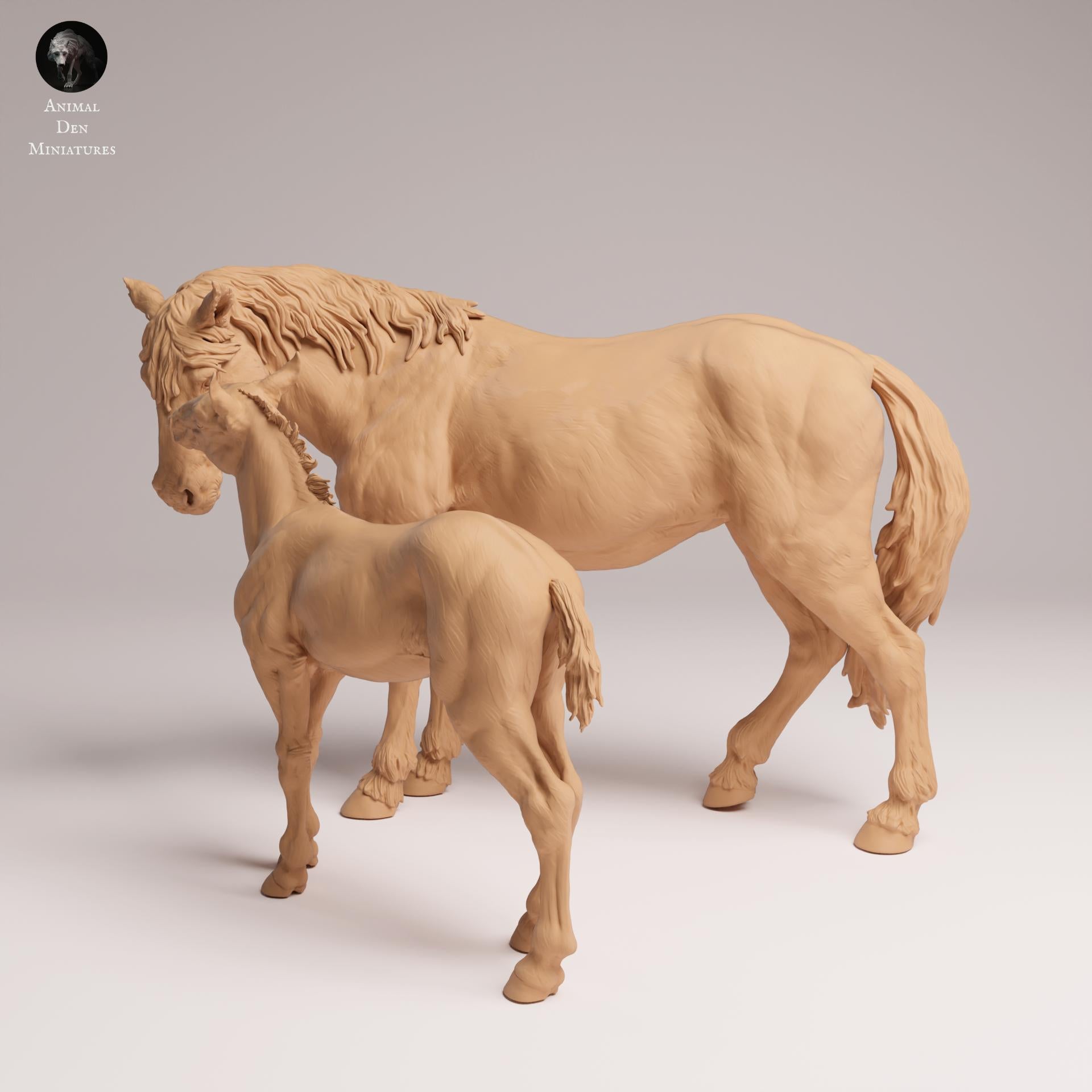 Productfoto Dierfiguur Diorama, Modelbouw: 0: Wilde Dierfiguren: Mustang Merrie en Veulen – Paarden (Ref 25_09_04)