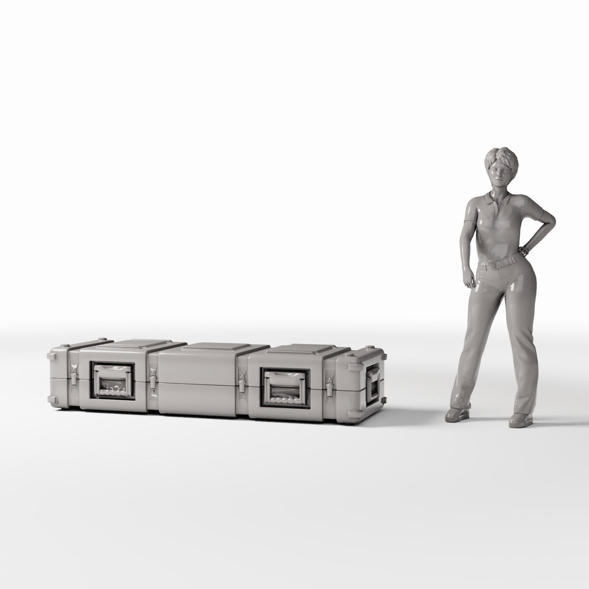 Diorama-modelbouw productfoto 1: diorama-opstelling met militaire transportkist en sluitingen (Ref. 371D)