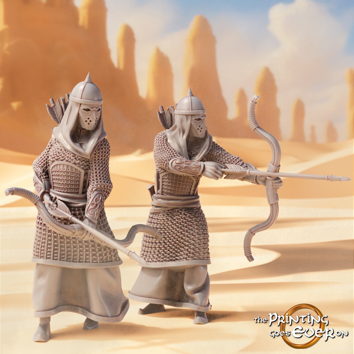 Produktfoto Tabletop 28mm The Printing Goes Ever On (TPGEO)  0: Krieger des Ostens 2: Wüstenmenschen mit Bogen, Speer und Schwert - Orientalische Nomaden der Wüste