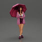 Diorama modelbouw productfoto 0: Vrouwelijke diorama-figuur in open vest en korte broek met paraplu (Ref Nr. A92)
