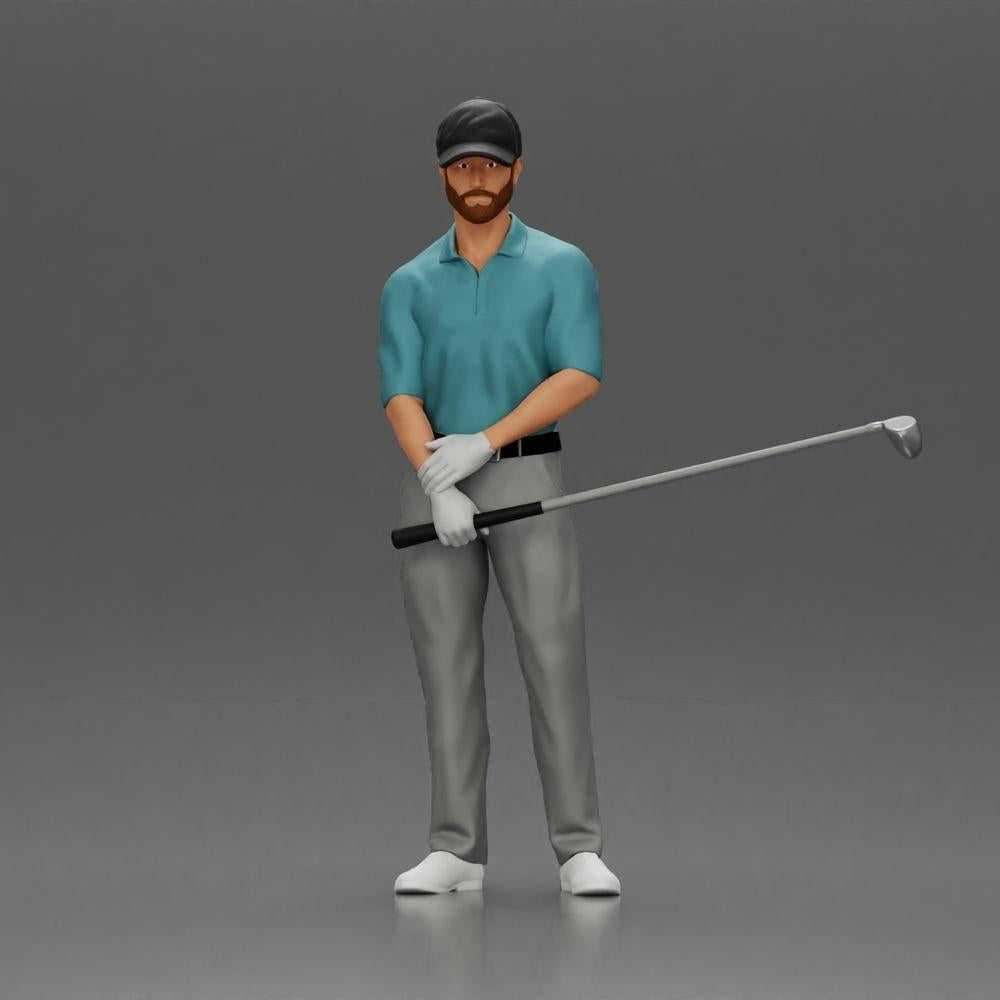 Diorama modelbouw productfoto 0: Diorama figuur: Miniatuur-golfer staand met pet, handschoen en golfclub - Dioramafiguur (Ref Nr. A143)