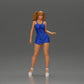 Diorama modelbouw productfoto 0: Diorama figuur: Vrouwelijke miniatuurfiguur staand in korte jurk met vlechten en sandalen (Ref Nr. A123)
