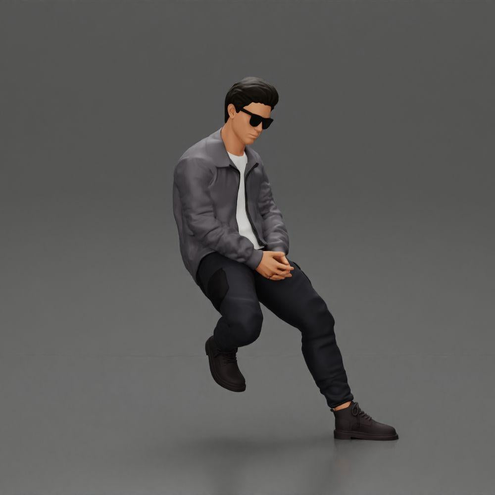 Diorama modelbouw productfoto 1: Diorama-figuur: Zittende man in auto, jas & zonnebril (Ref Nr. A107)