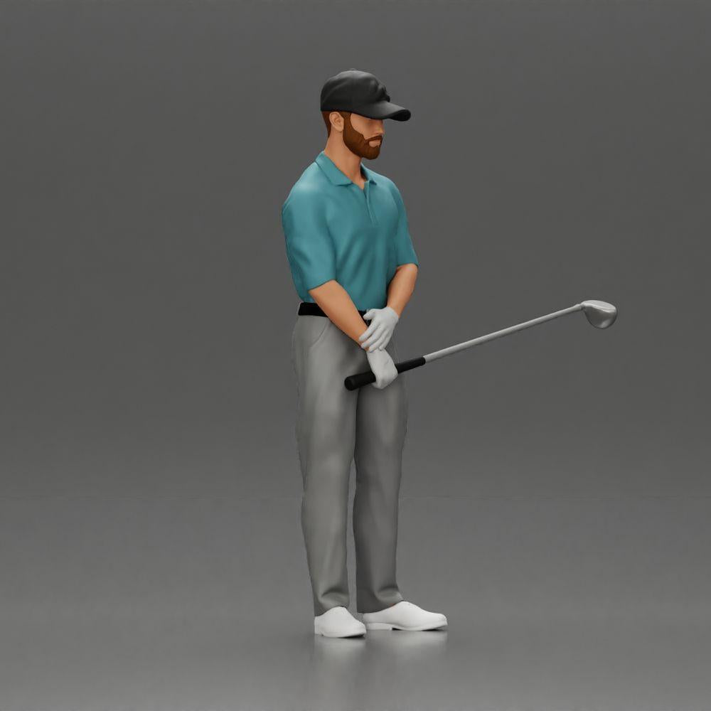 Diorama modelbouw productfoto 1: Diorama figuur: Miniatuur-golfer staand met pet, handschoen en golfclub - Dioramafiguur (Ref Nr. A143)