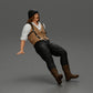 Diorama modelbouw productfoto 1: Zittende miniatuurfiguur, man in historische kleding met muts en bretels (Ref Nr. A84)
