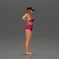Diorama modelbouw productfoto 1: Diorama figuur: Staande miniatuurfiguur in zomerse look met pet, shorts, blootsvoets op het strand (Ref Nr. A108)