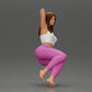 Diorama modelbouw productfoto 1: Miniatuurfiguur: Vrouw in leggings, zijwaarts zittend op een bank, arm achter het hoofd (Ref Nr. A68)