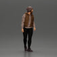 Diorama modelbouw productfoto 1: Diorama figuur: Behaarde man in winterkleding, lopend - Diorama-miniatuur (Ref Nr. A129)