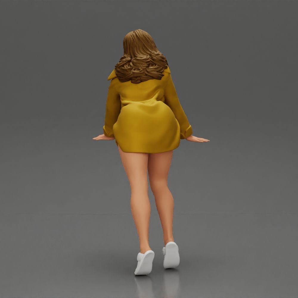 Diorama modelbouw productfoto 2: Diorama-miniatuur: Vrouw in lange blouse, dynamische vooruitpositie op tenen (Ref Nr. A121)