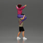 Diorama modelbouw productfoto 2: Miniatuurfiguur: Man in shorts draagt vriendin op schouders, poserend paar (Ref Nr. A76)