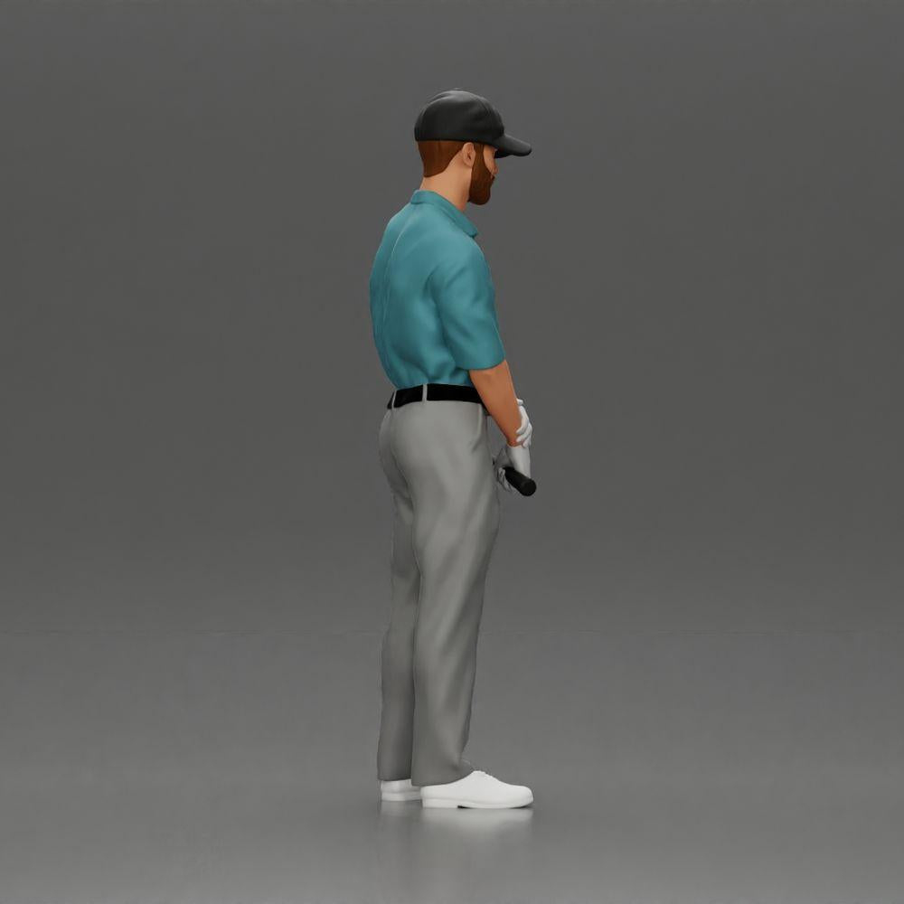 Diorama modelbouw productfoto 2: Diorama figuur: Miniatuur-golfer staand met pet, handschoen en golfclub - Dioramafiguur (Ref Nr. A143)