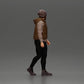 Diorama modelbouw productfoto 2: Diorama figuur: Baardige man in winterkleding, lopend - Diorama-miniatuur (Ref Nr. A129)