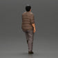 Diorama modelbouw productfoto 2: Miniatuurfiguur: corpulente Aziatische man, opkijkend, in shirt, voet op trede (Ref Nr. A101)