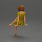 Diorama modelbouw productfoto 3: Diorama miniatuurfiguur: Zittende vrouw in jurk, blootsvoets, kort haar in de wind (Ref Nr. A95)