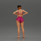 Diorama modelbouw productfoto 3: Diorama figuur: Staande miniatuurfiguur in zomerse look met pet, shorts, blootsvoets op het strand (Ref Nr. A108)