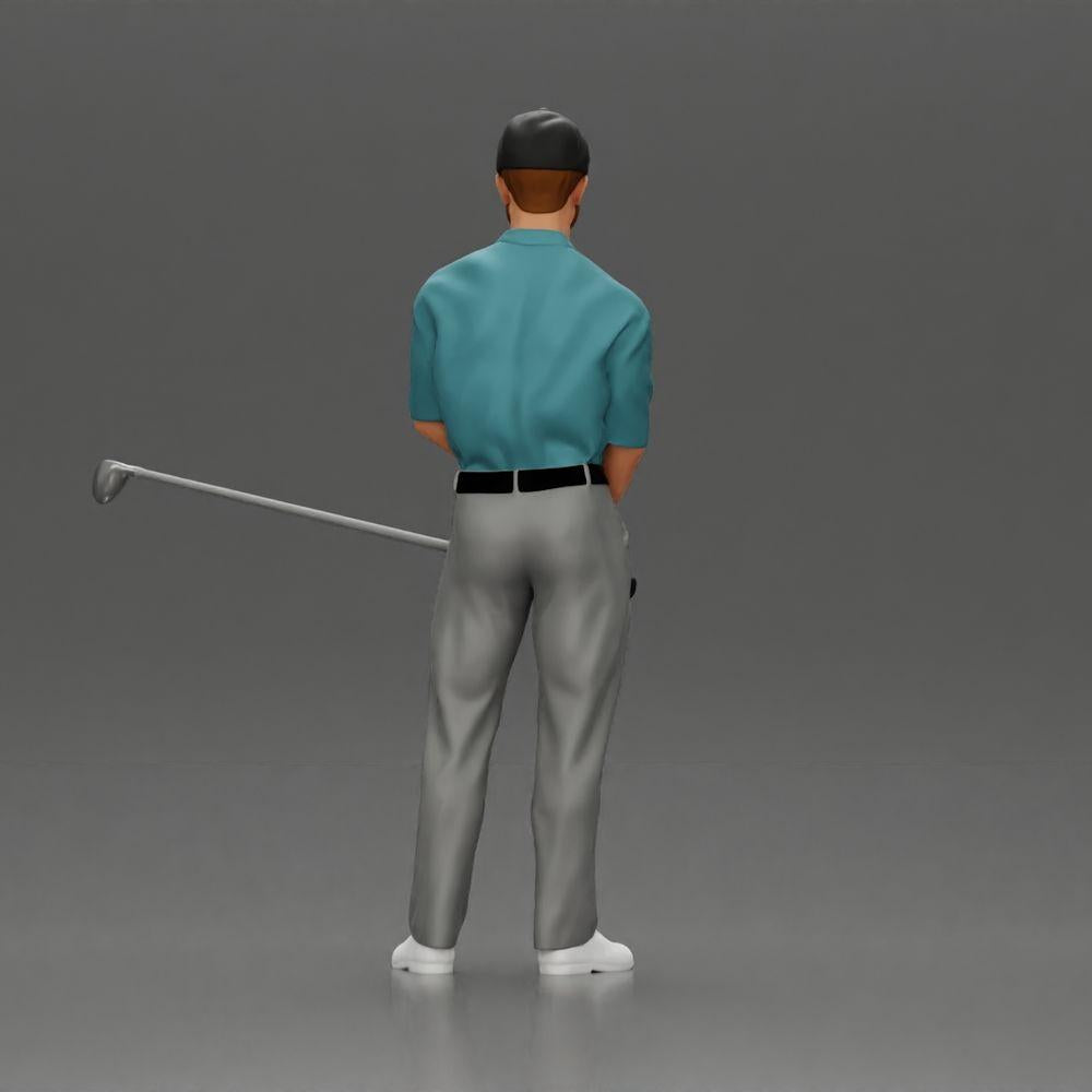 Diorama modelbouw productfoto 3: Diorama figuur: Miniatuur-golfer staand met pet, handschoen en golfclub - Dioramafiguur (Ref Nr. A143)