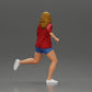 Diorama modelbouw productfoto 3: Diorama-figuur: Hardloopende jonge vrouw met open shirt en shorts, vastberaden (Ref Nr. A102)