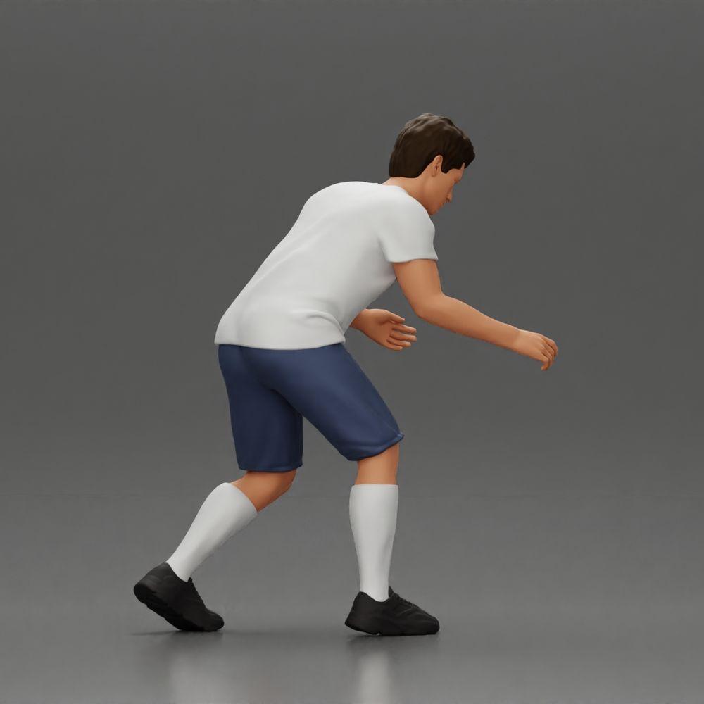 Diorama modelbouw productfoto 3: Diorama-miniatuur: Man in shorts bij tafelvoetbal, T-shirt & hoge sokken (Ref Nr. A71)