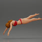Diorama modelbouw productfoto 4: Diorama-miniatuur: Vrouw in rode bikini, elegante duik-/sprongpose (Ref Nr. A137)