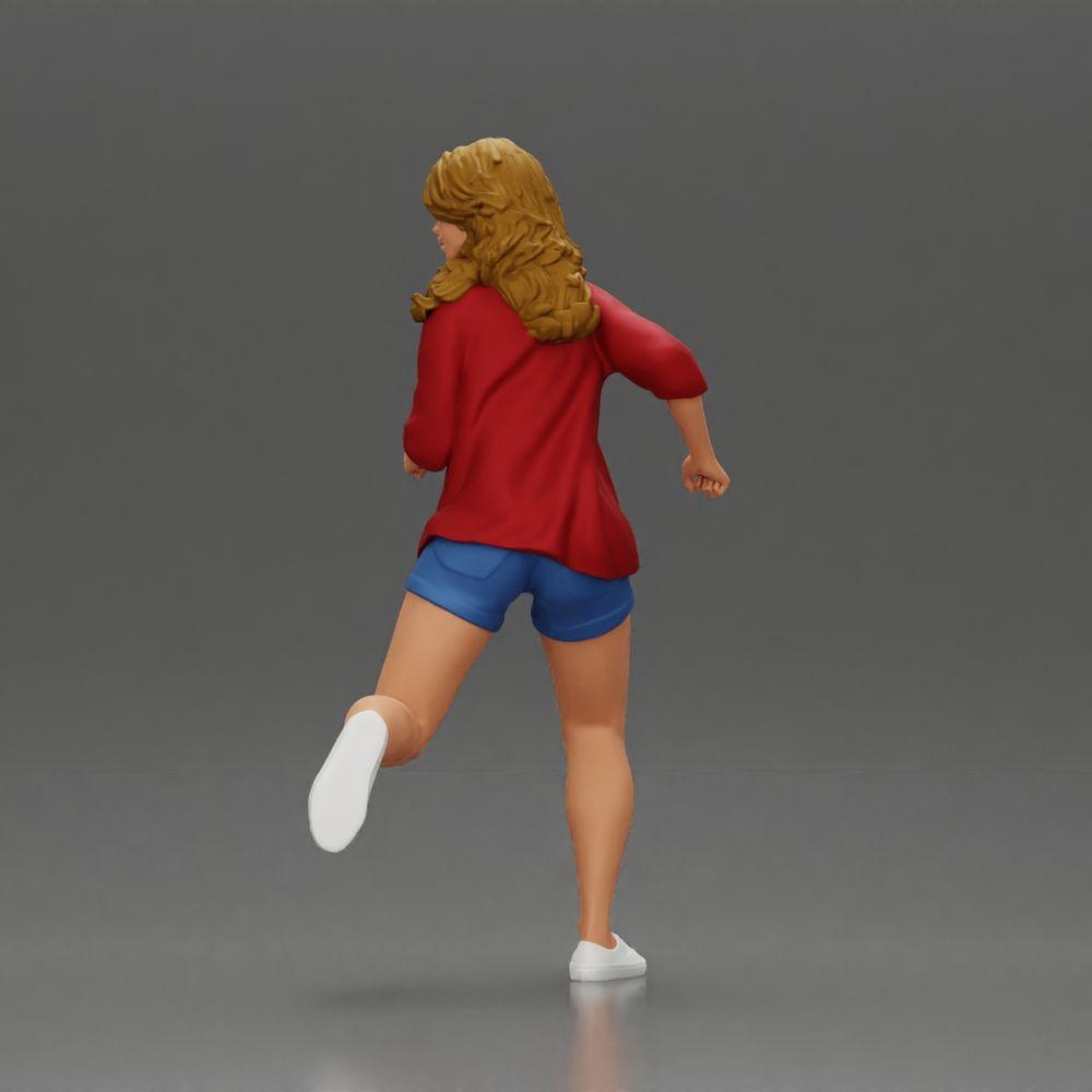 Diorama modelbouw productfoto 4: Diorama-figuur: Lopen jonge vrouw met open shirt & shorts, vastberaden (Ref Nr. A102)