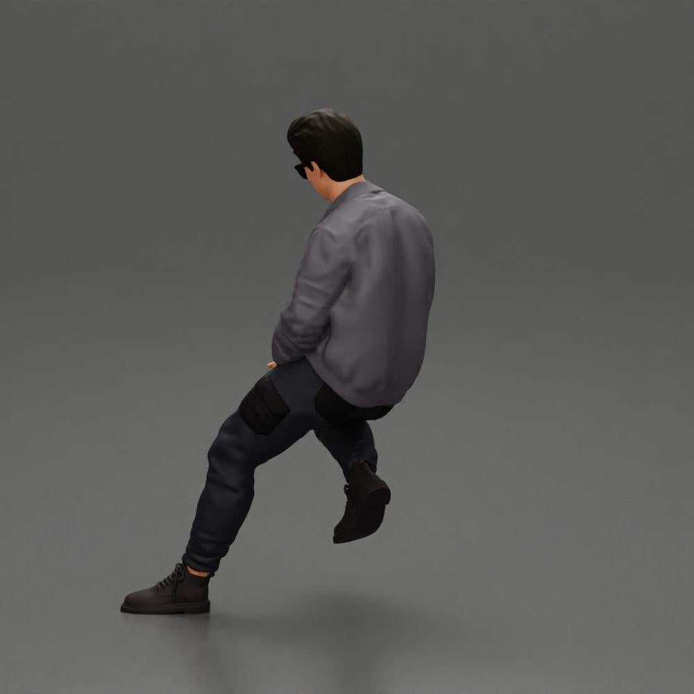 Diorama modelbouw productfoto 4: Diorama-figuur: Zittende man in auto, jas & zonnebril (Ref Nr. A107)