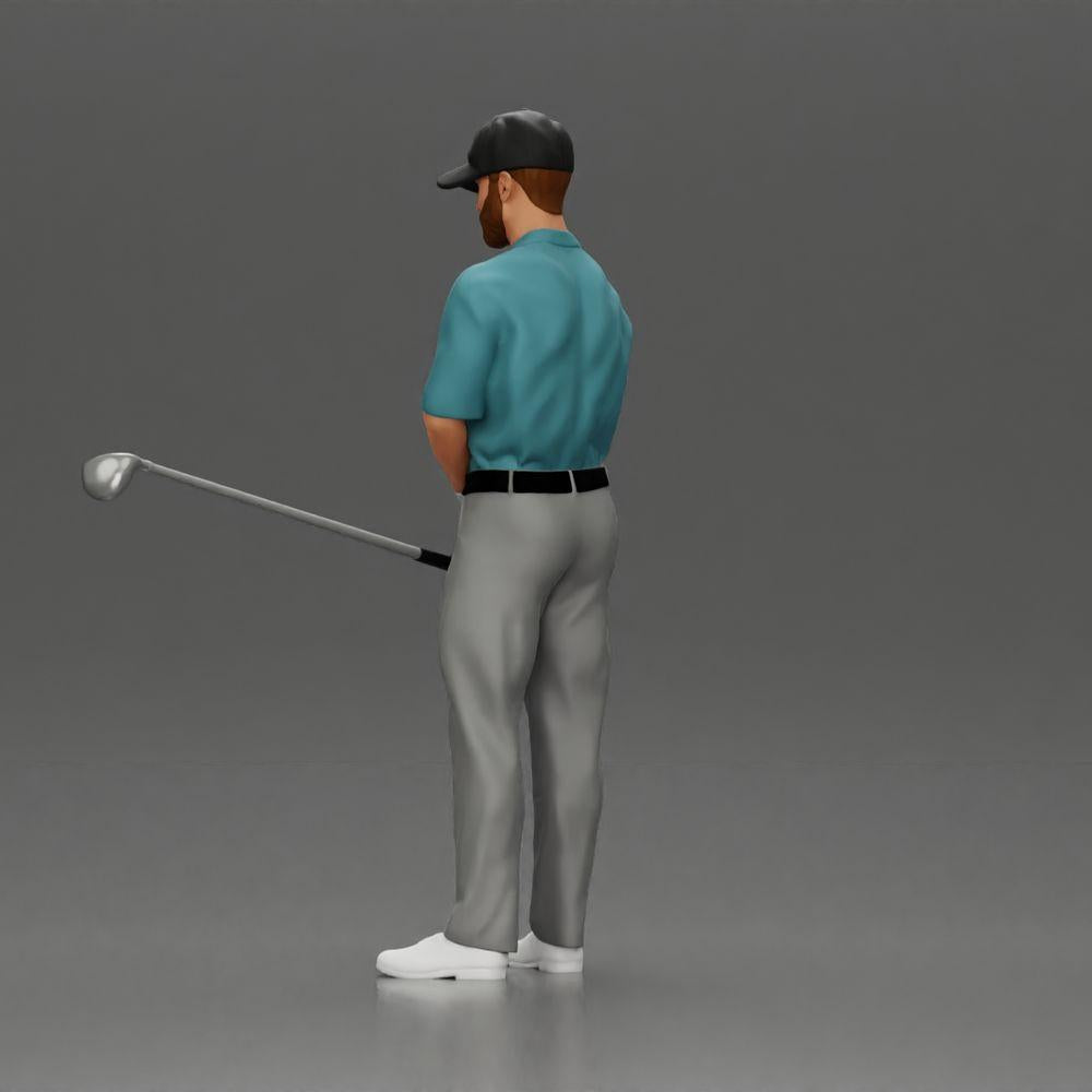 Diorama modelbouw productfoto 4: Diorama figuur: Miniatuur-golfer staand met pet, handschoen en golfclub - Dioramafiguur (Ref Nr. A143)